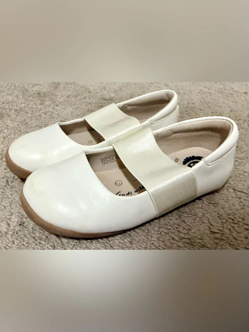 Livie & Luca Girls Ivory Elastic-Strap Dress Flats Size 9 Toddler